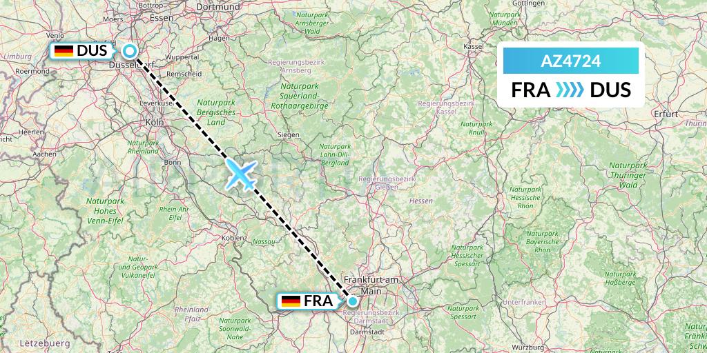 AZ4724 ITA Airways Flight Map: Frankfurt to Dusseldorf