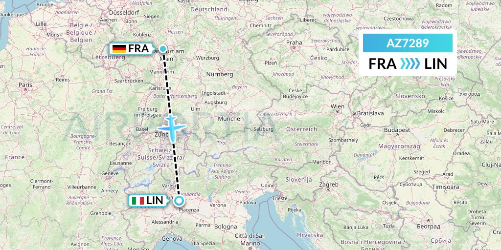 AZ7289 ITA Airways Flight Map: Frankfurt to Milan