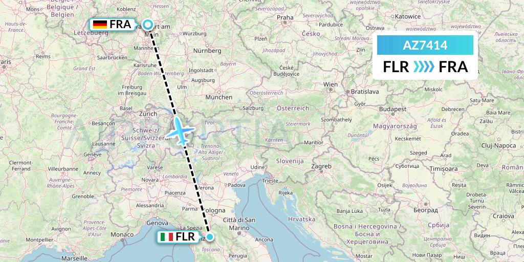 AZ7414 ITA Airways Flight Map: Florence to Frankfurt