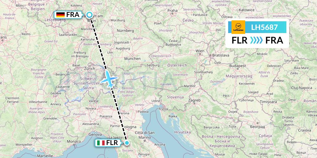 LH5687 Lufthansa Flight Map: Florence to Frankfurt