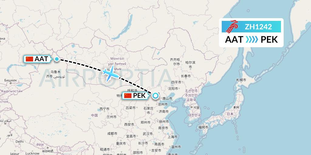 ZH1242 Shenzhen Airlines Flight Map: Altay to Beijing