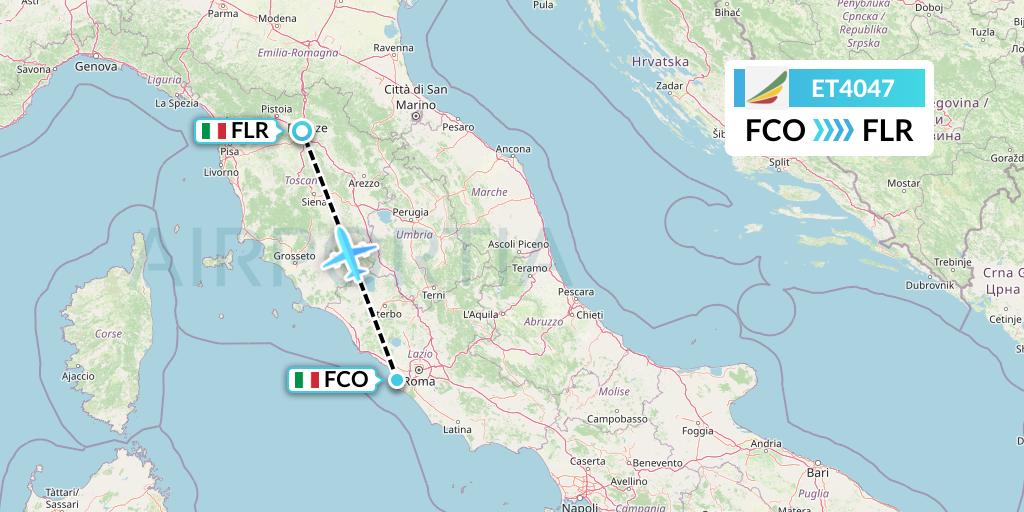 ET4047 Ethiopian Airlines Flight Map: Rome to Florence