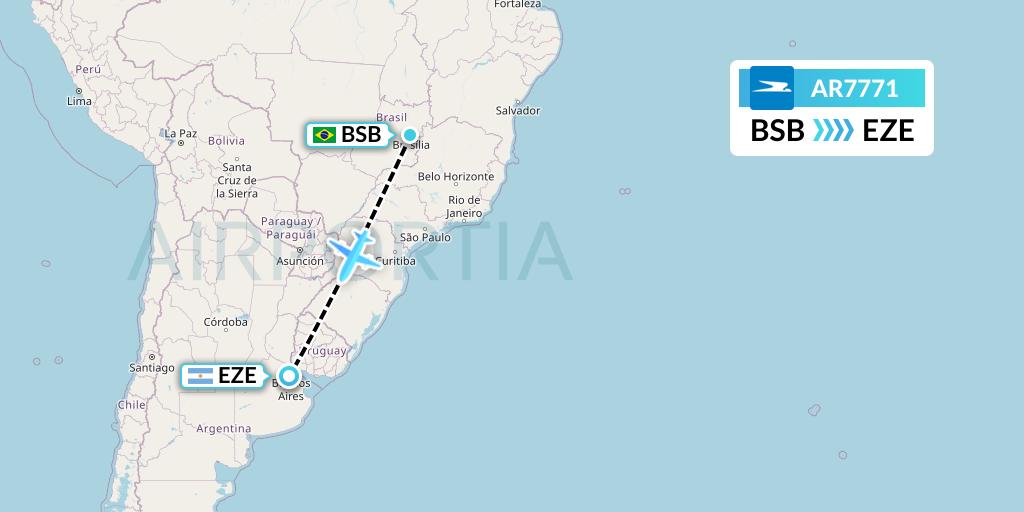 AR7771 Aerolineas Argentinas Flight Map: Brasilia to Buenos Aires