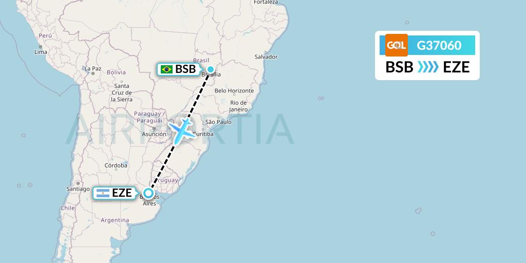 G37060 GOL Transportes Aeros Flight Map: Brasilia to Buenos Aires