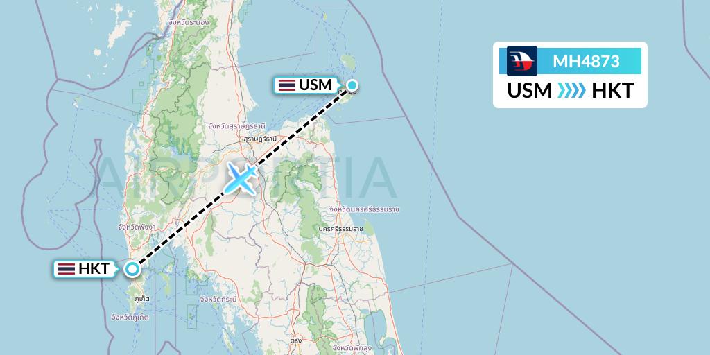 MH4873 Malaysia Airlines Flight Map: Koh Samui to Phuket