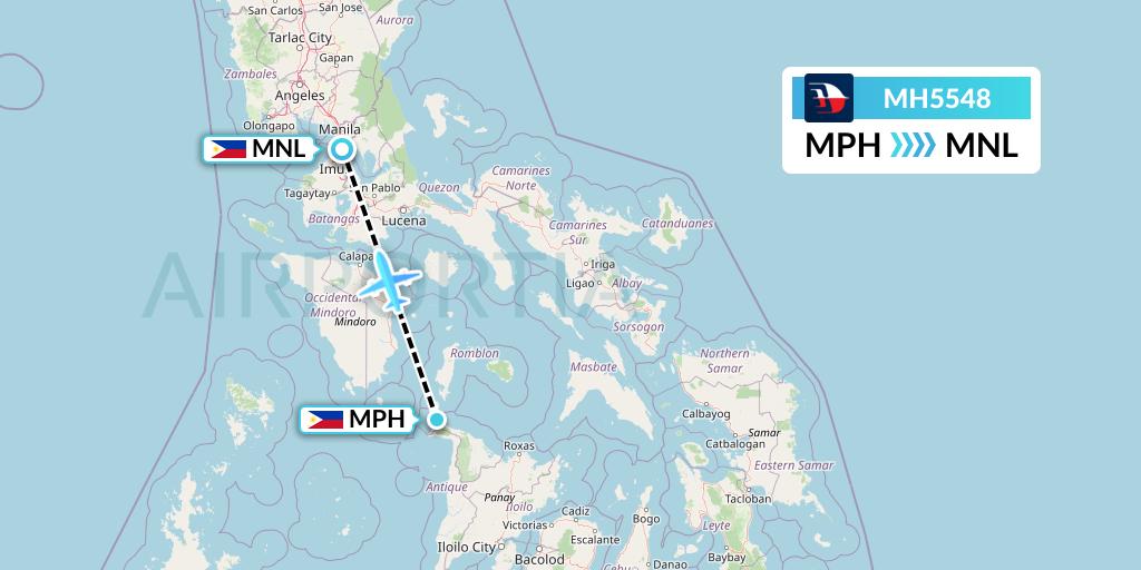 MH5548 Malaysia Airlines Flight Map: Caticlan to Manila