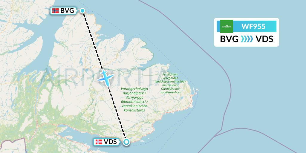 WF955 Wideroe Flight Map: Berlevag to Vadso