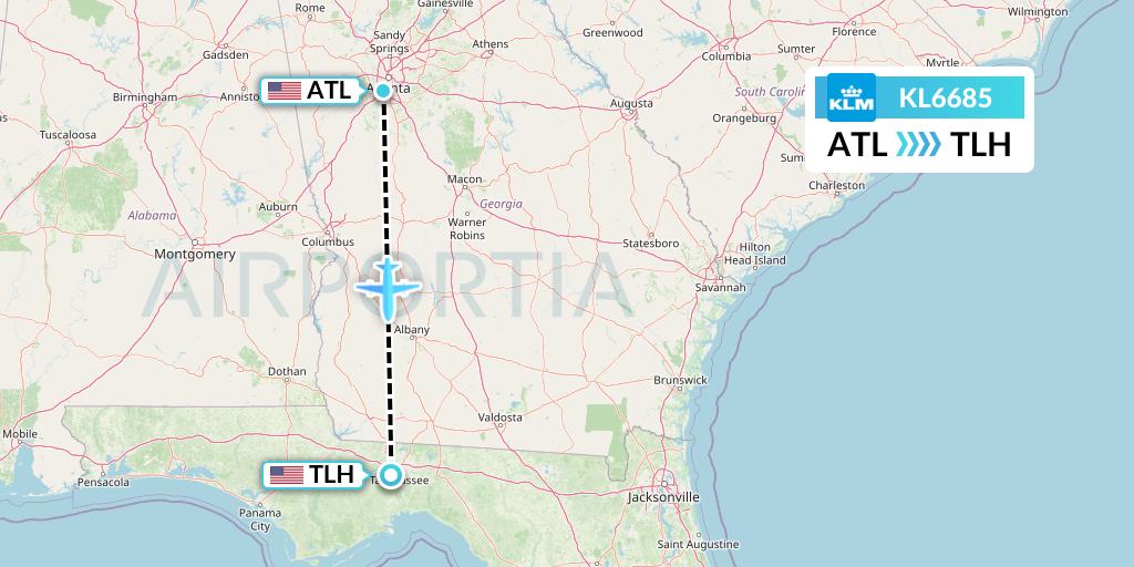 KL6685 KLM Flight Map: Atlanta to Tallahassee