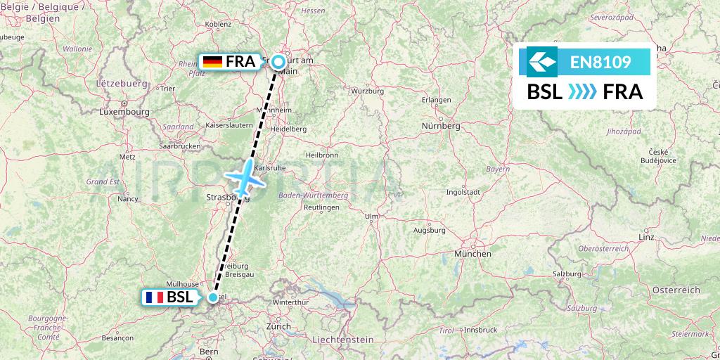 EN8109 Air Dolomiti Flight Map: Basel to Frankfurt