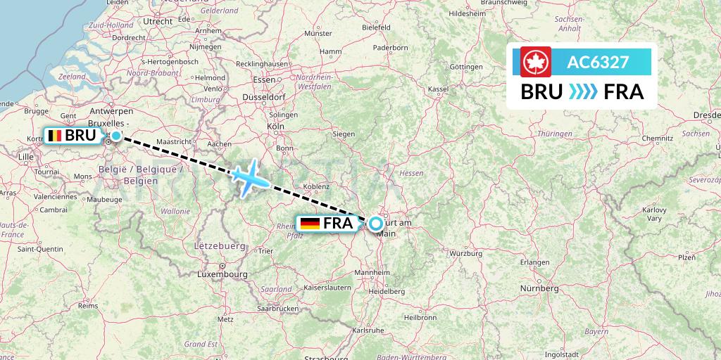 AC6327 Air Canada Flight Map: Brussels to Frankfurt