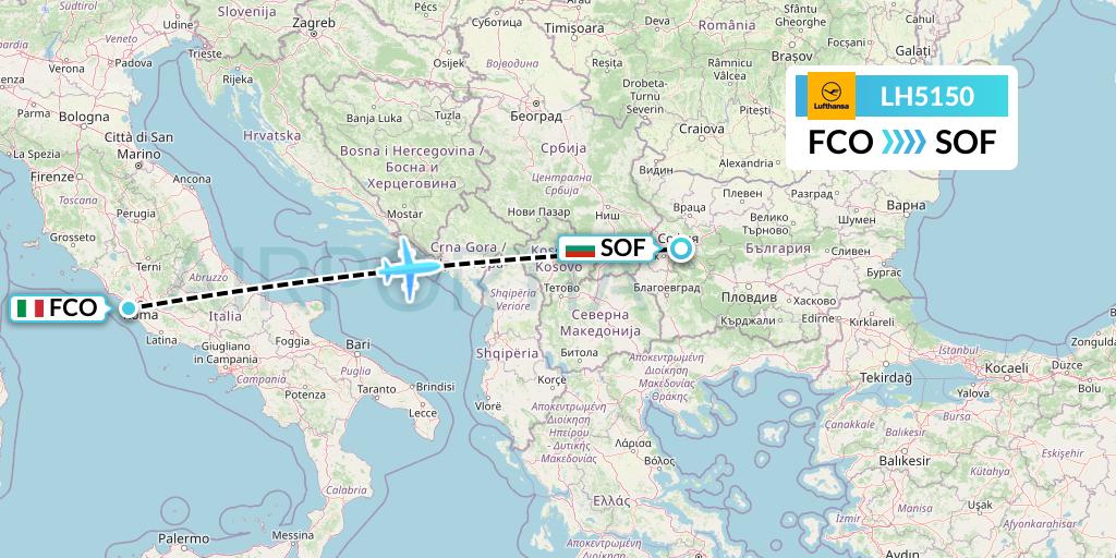 LH5150 Lufthansa Flight Map: Rome to Sofia
