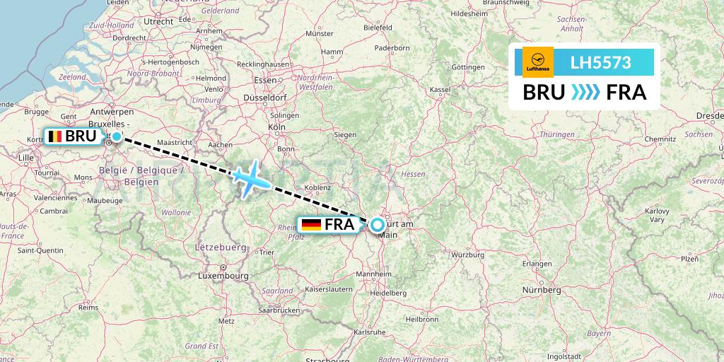 LH5573 Lufthansa Flight Map: Brussels to Frankfurt