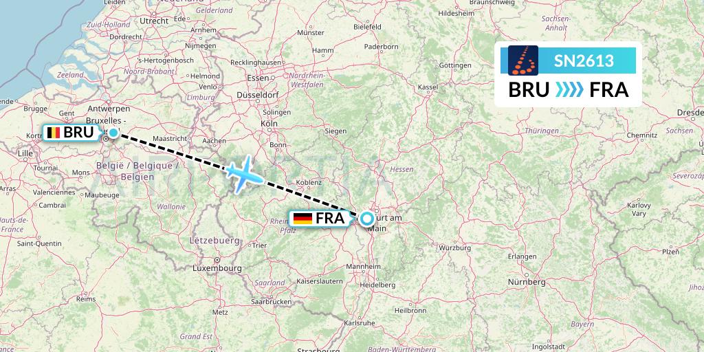 SN2613 Brussels Airlines Flight Map: Brussels to Frankfurt