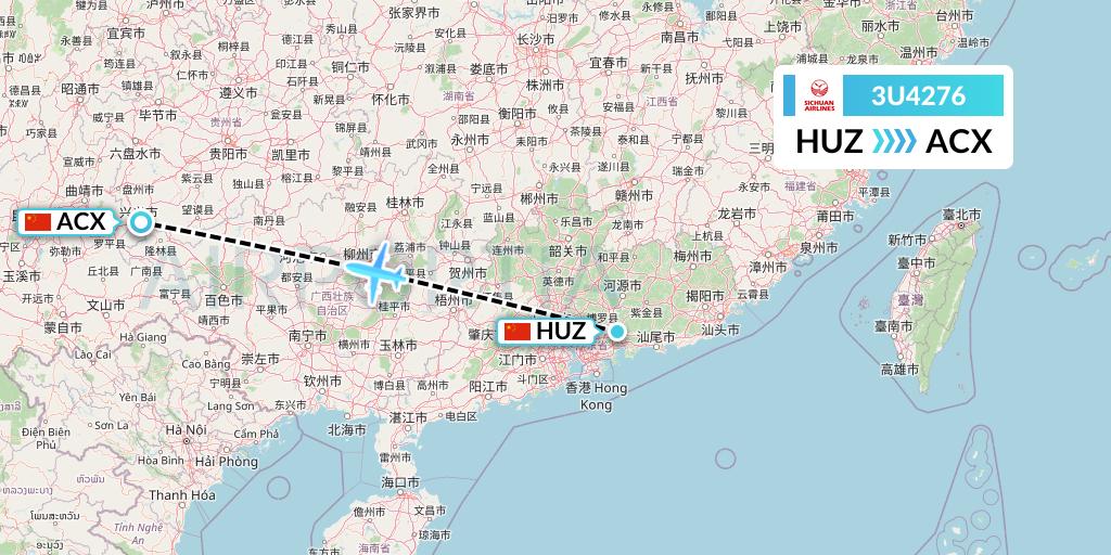 3U4276 Sichuan Airlines Flight Map: Huizhou to Xingyi