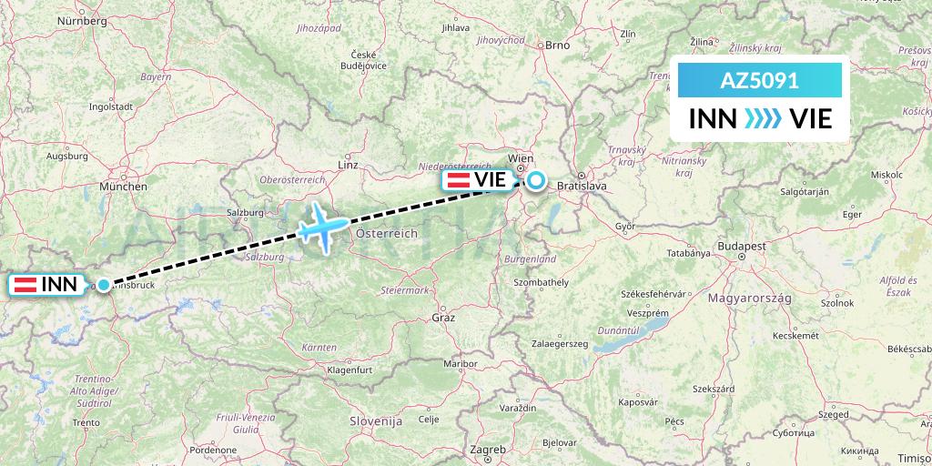AZ5091 ITA Airways Flight Map: Innsbruck to Vienna