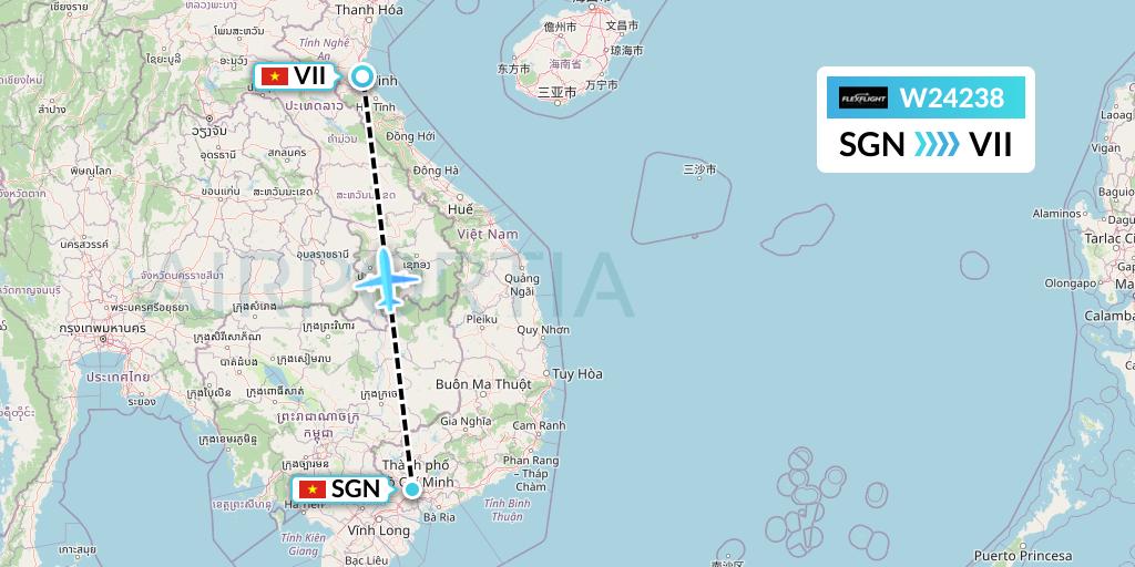 W24238 Flex Flight Flight Map: Ho Chi Minh City to Vinh