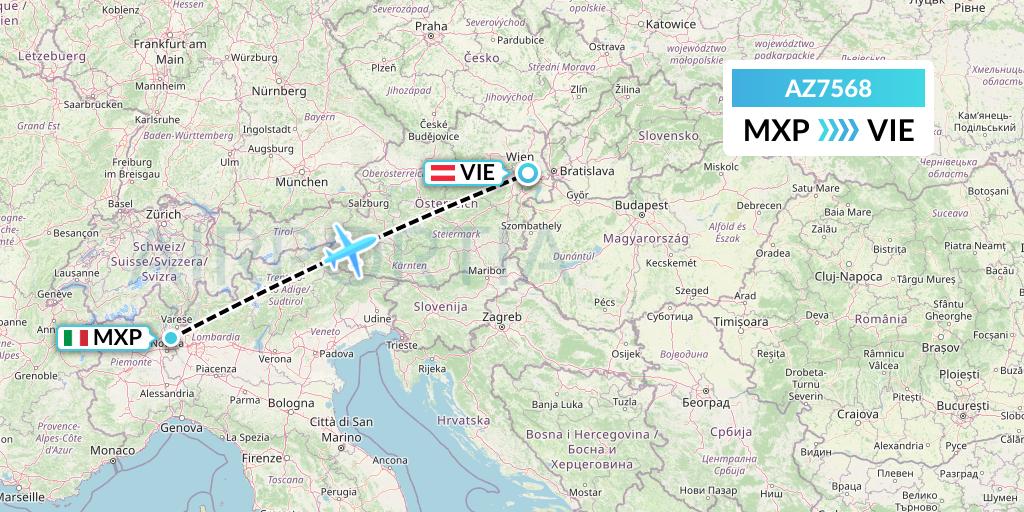 AZ7568 ITA Airways Flight Map: Milan to Vienna