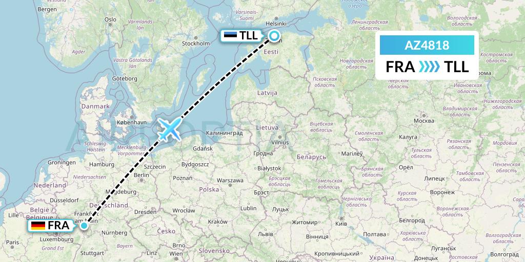 AZ4818 ITA Airways Flight Map: Frankfurt to Tallinn