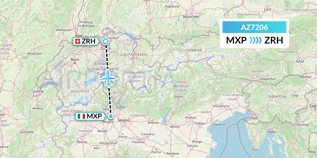 AZ7206 ITA Airways Flight Map: Milan to Zurich