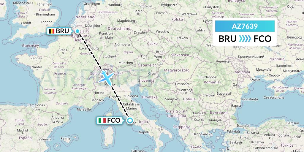 AZ7639 ITA Airways Flight Map: Brussels to Rome