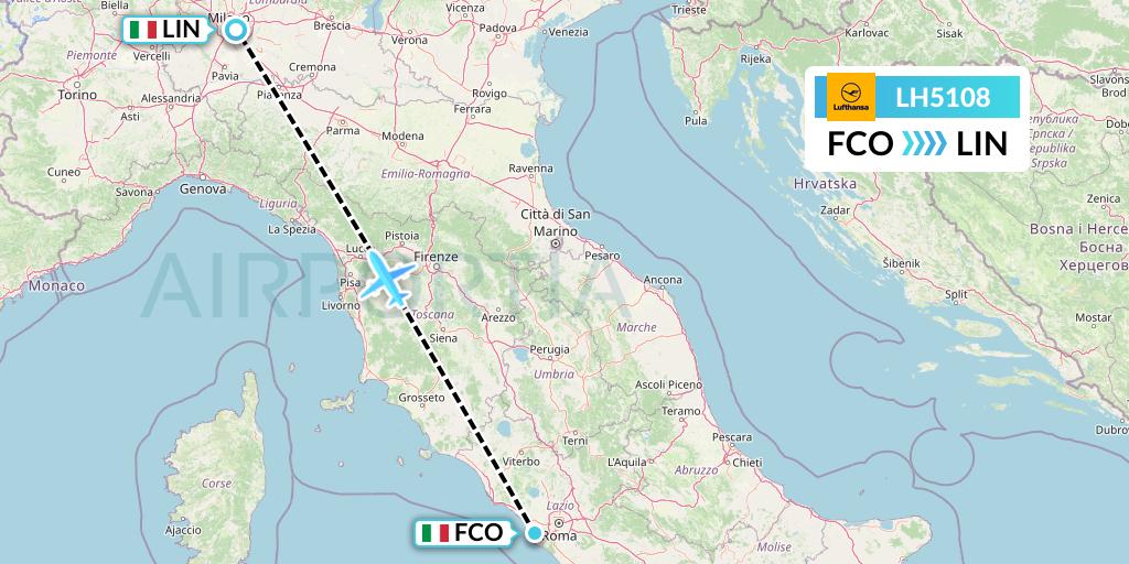 LH5108 Lufthansa Flight Map: Rome to Milan