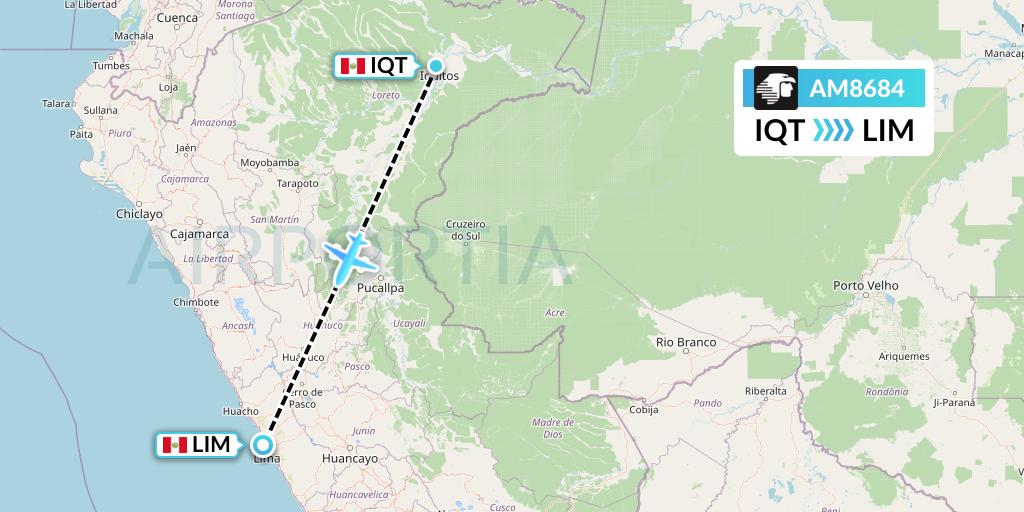 AM8684 Aeromexico Flight Map: Iquitos to Lima