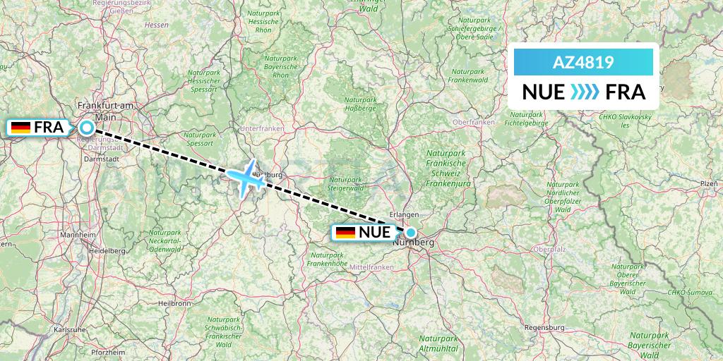 AZ4819 ITA Airways Flight Map: Nurnberg to Frankfurt