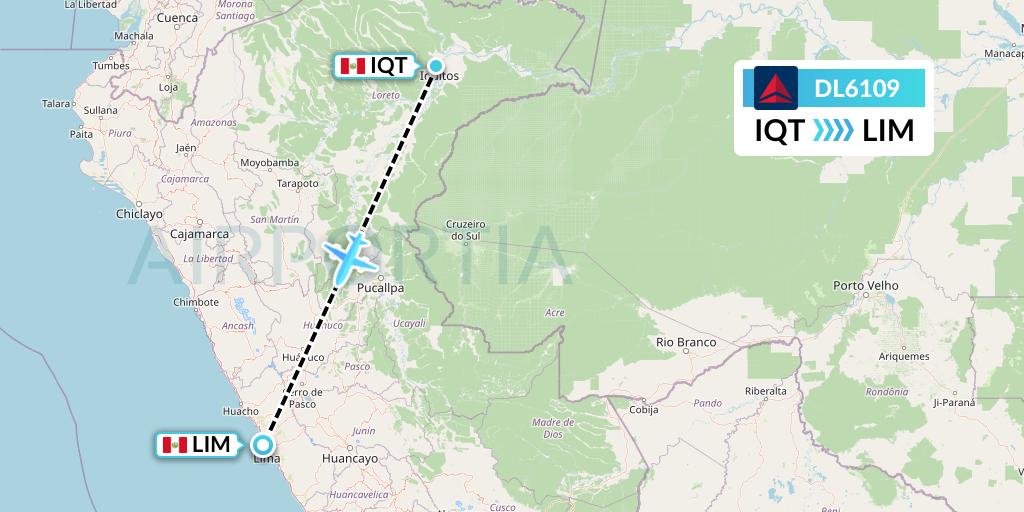 DL6109 Delta Air Lines Flight Map: Iquitos to Lima