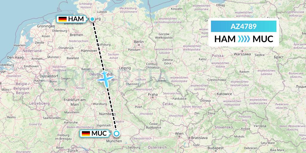 AZ4789 ITA Airways Flight Map: Hamburg to Munich