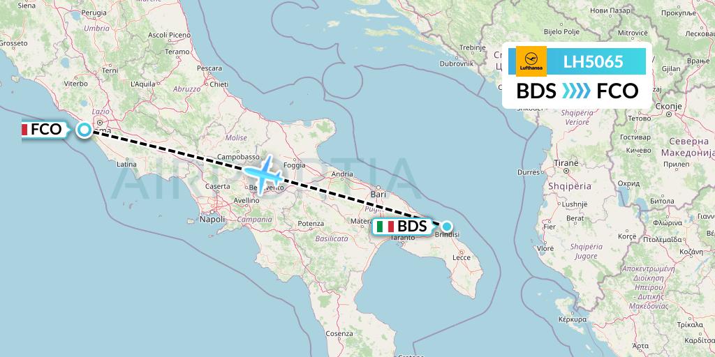 LH5065 Lufthansa Flight Map: Brindisi to Rome