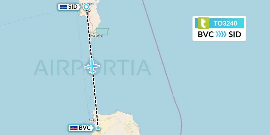 TO3240 Transavia France Flight Map: Boa Vista to Espargos