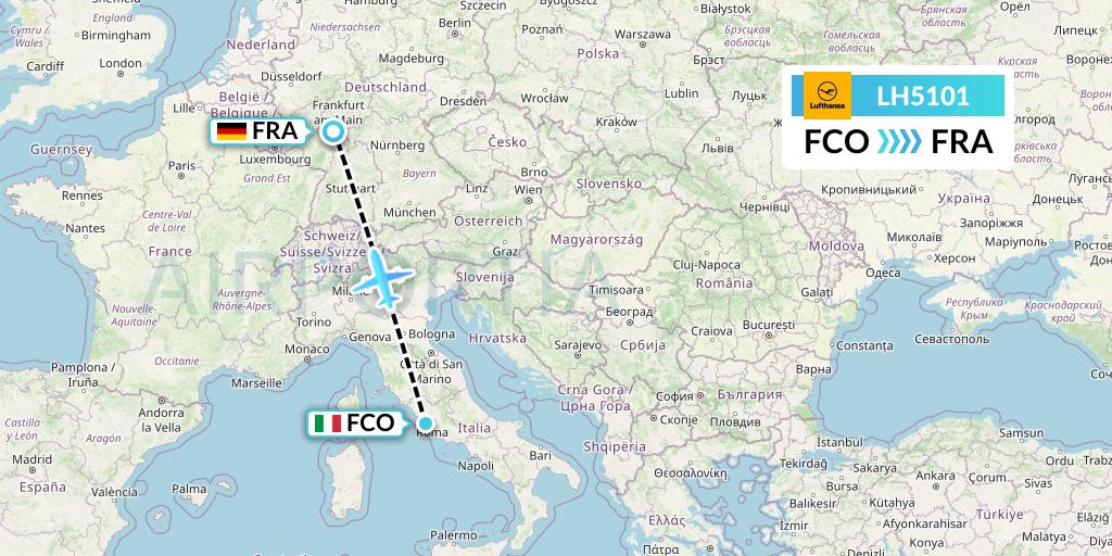 LH5101 Lufthansa Flight Map: Rome to Frankfurt