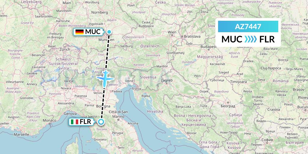 AZ7447 ITA Airways Flight Map: Munich to Florence