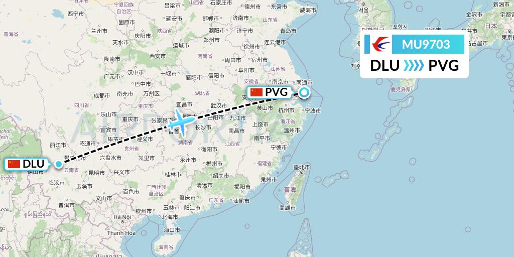 MU9703 China Eastern Airlines Flight Map: Dali to Shanghai