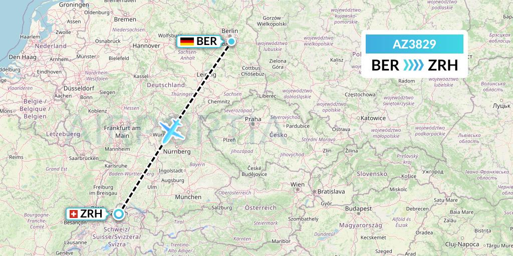 AZ3829 ITA Airways Flight Map: Berlin to Zurich