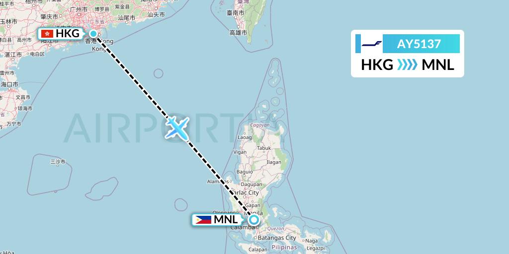 AY5137 Finnair Flight Map: Hong Kong to Manila