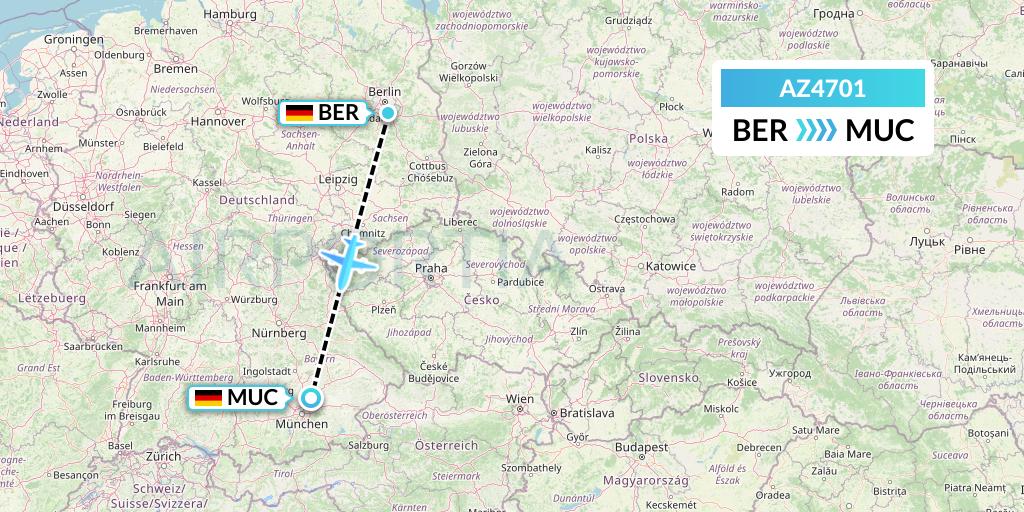AZ4701 ITA Airways Flight Map: Berlin to Munich