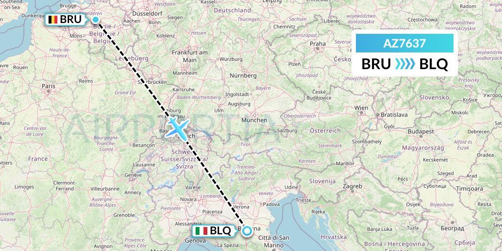 AZ7637 ITA Airways Flight Map: Brussels to Bologna