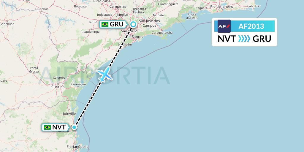 AF2013 Air France Flight Map: Navegantes to Sao Paulo
