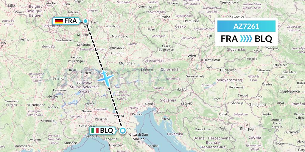 AZ7261 ITA Airways Flight Map: Frankfurt to Bologna