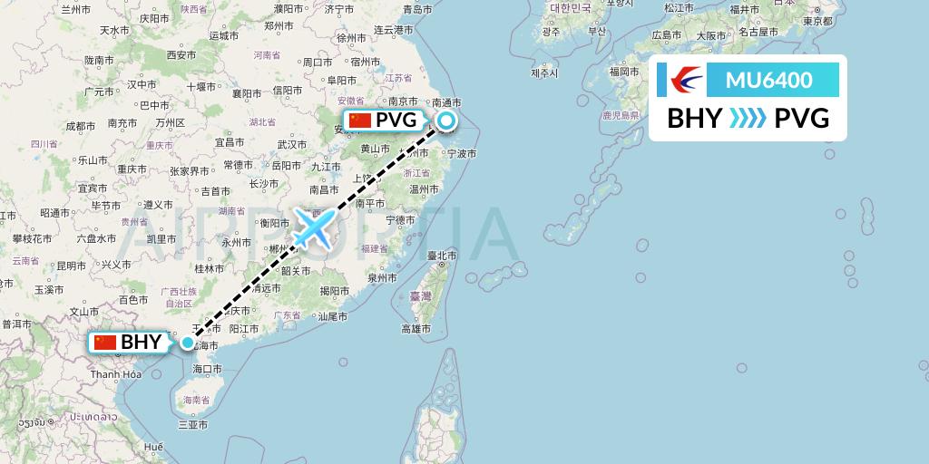 MU6400 China Eastern Airlines Flight Map: Beihai to Shanghai