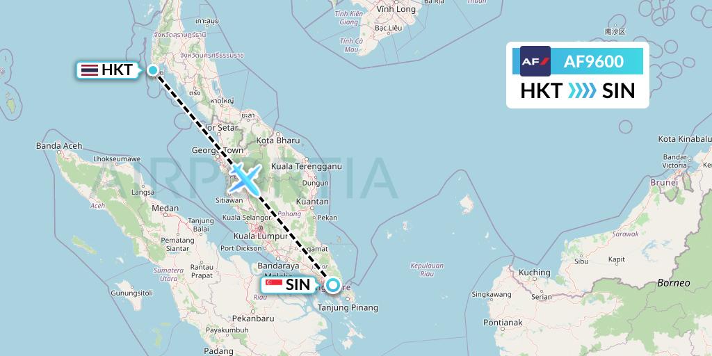 AF9600 Air France Flight Map: Phuket to Singapore