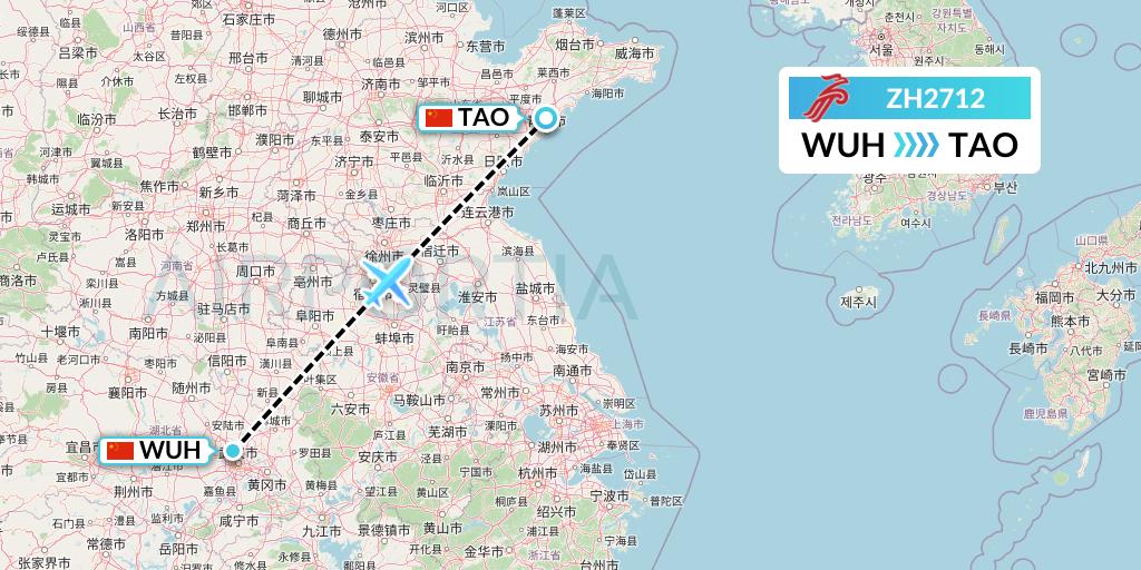 ZH2712 Shenzhen Airlines Flight Map: Wuhan to Qingdao