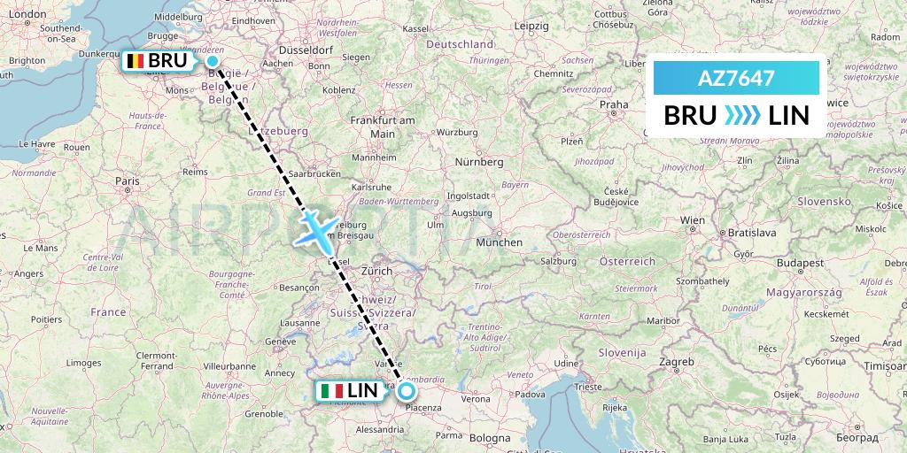 AZ7647 ITA Airways Flight Map: Brussels to Milan