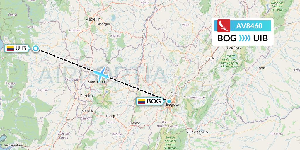 AV8460 Avianca Flight Map: Bogota to Quibdo