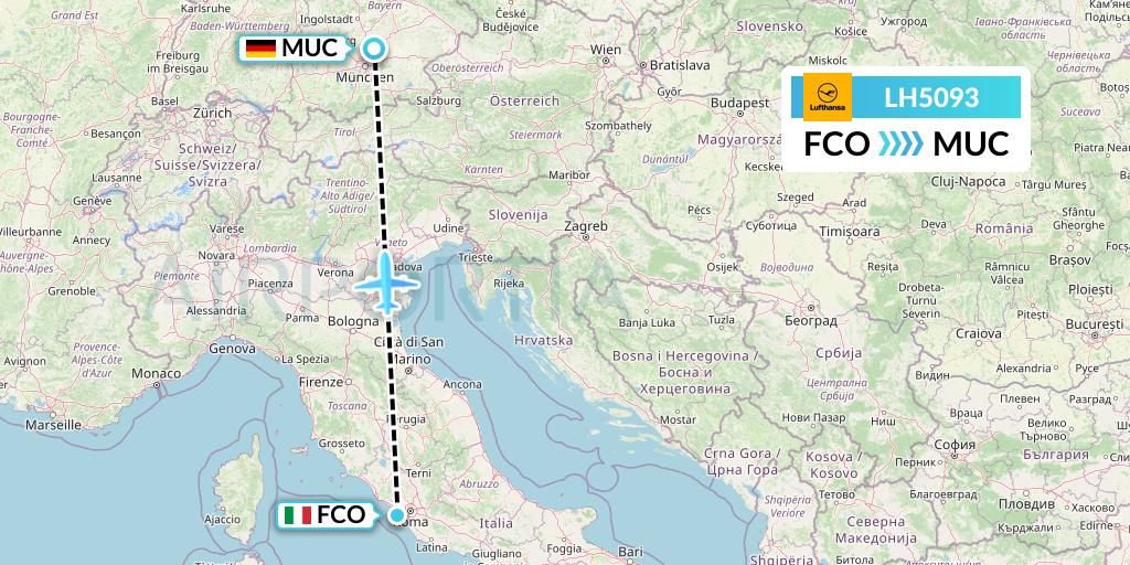 LH5093 Lufthansa Flight Map: Rome to Munich