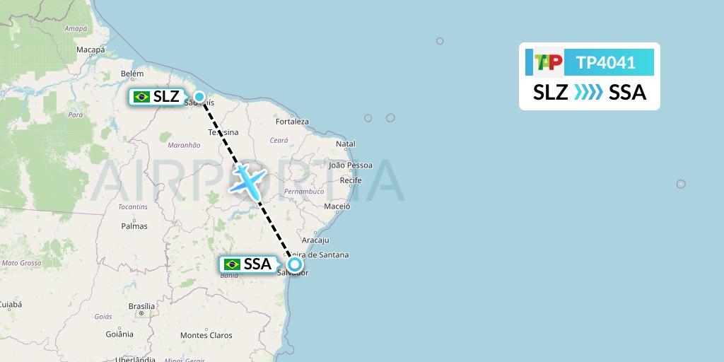 TP4041 TAP Portugal Flight Map: Sao Luis to Salvador