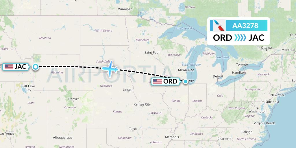 AA3278 American Airlines Flight Map: Chicago to Jackson