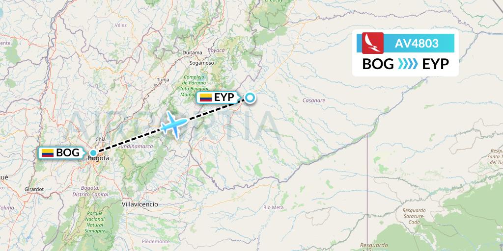 AV4803 Avianca Flight Map: Bogota to Yopal