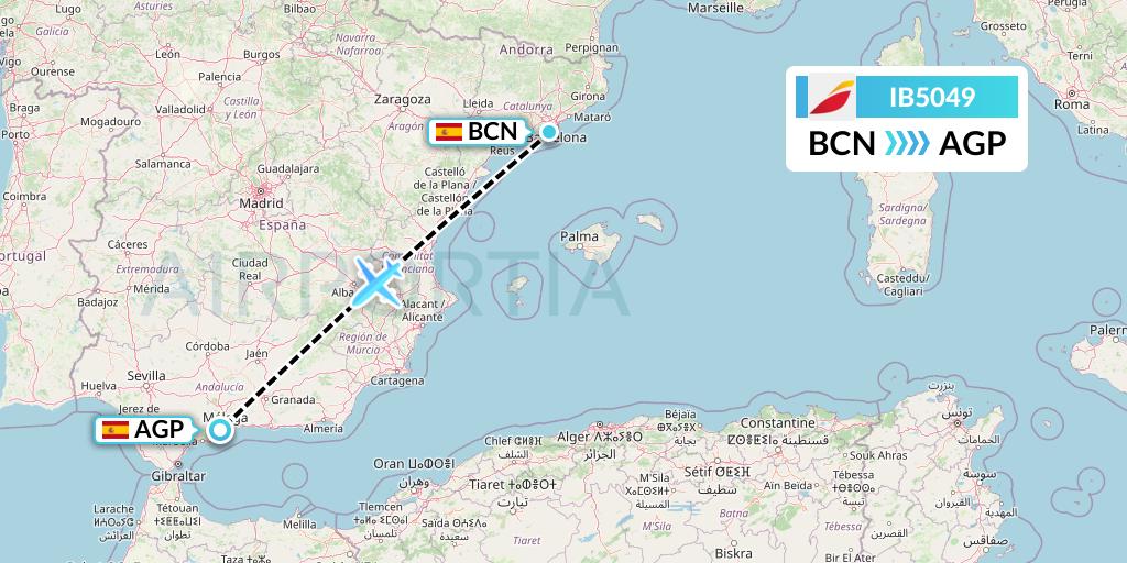 IB5049 Iberia Flight Map: Barcelona to Malaga